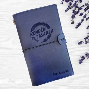 Kişiye Özel Lacivert Deri Defter